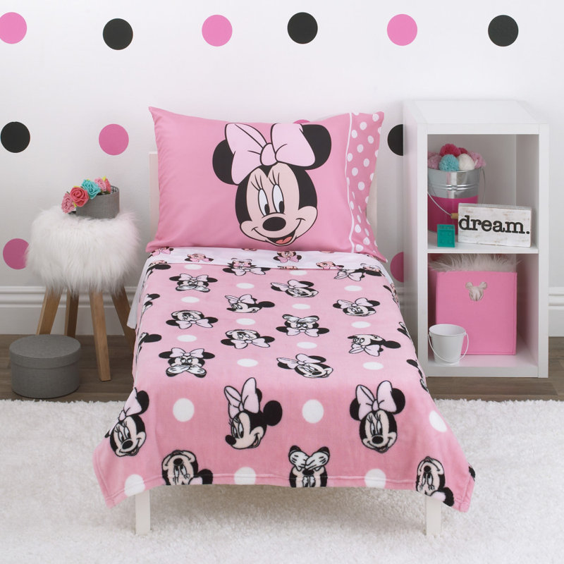 Disney NoJo Disney Minnie Mouse Blushing Minnie 4 Piece Toddler Bedding Set Reviews Wayfair